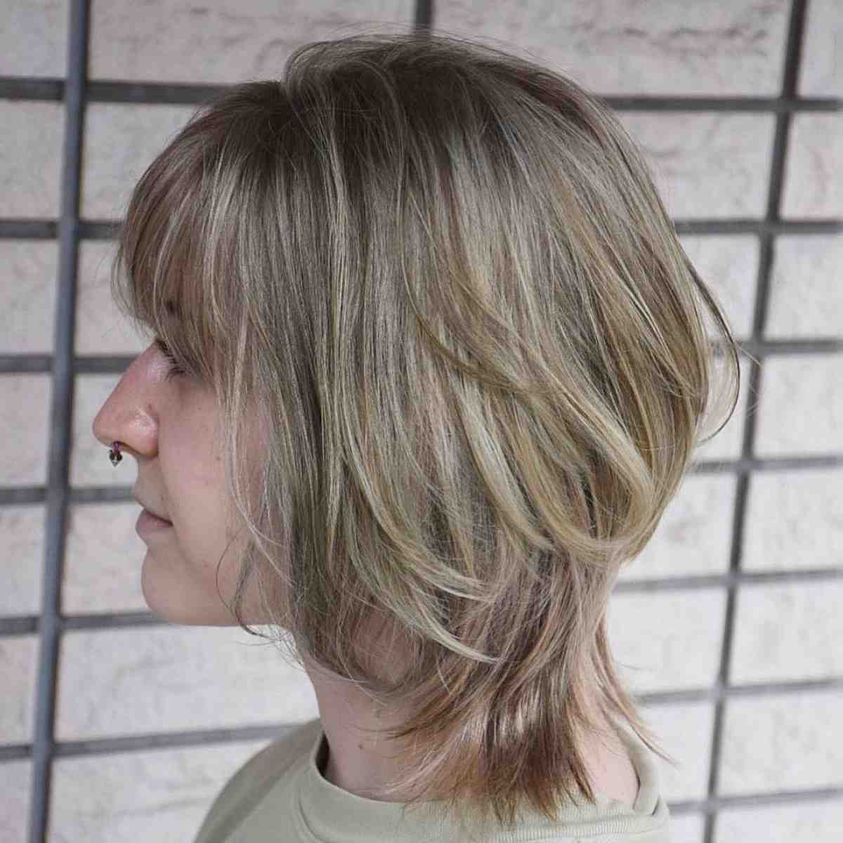 Short Wolf Cut with Wispy Layers and Bangs