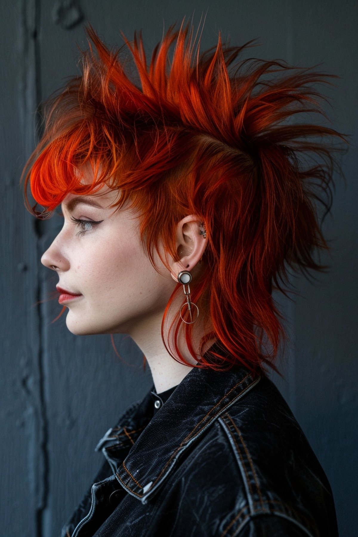 Woman with Fiery Orange Tousled Spiky Hairstyle