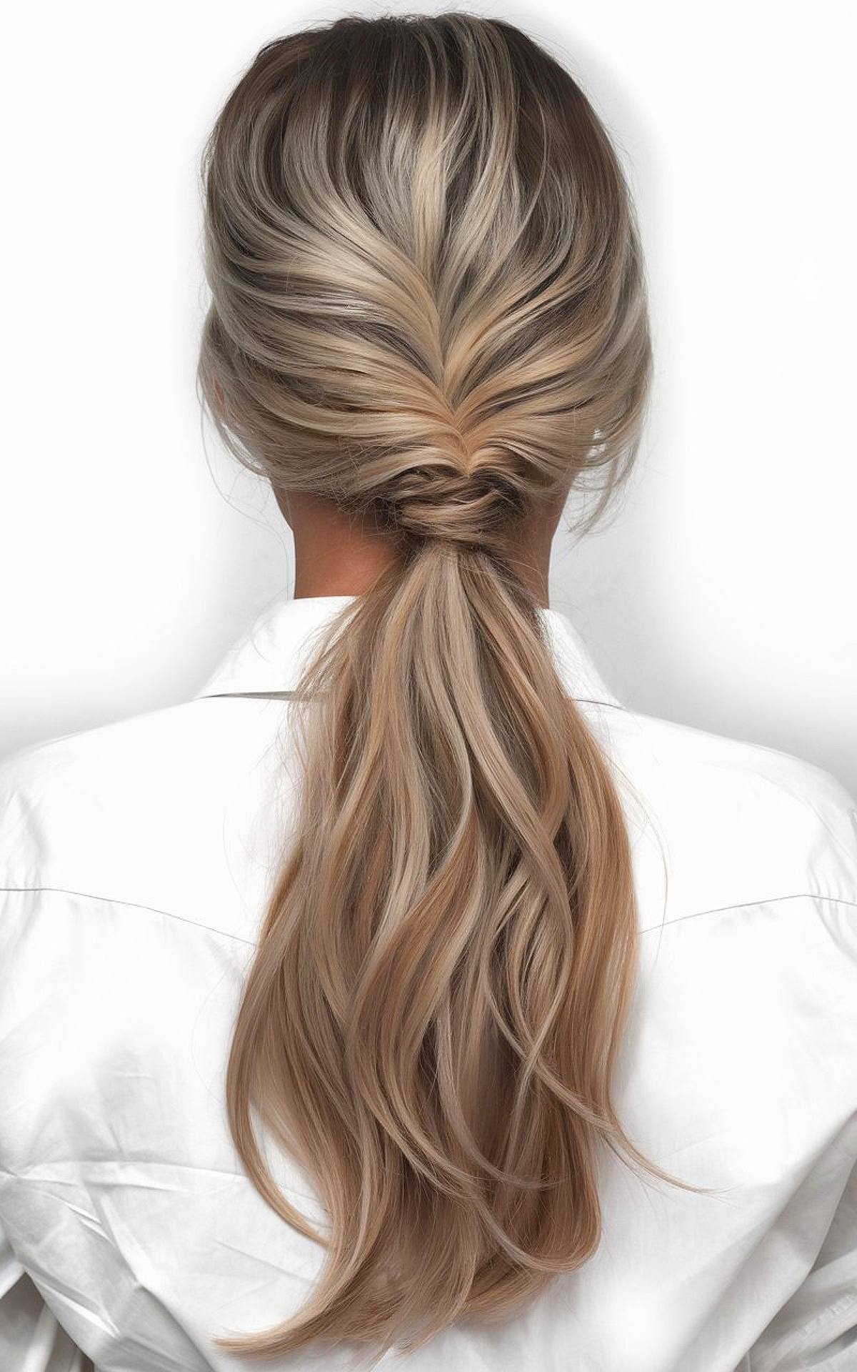 Work hairstyle for long hair with soft twist for professional settings