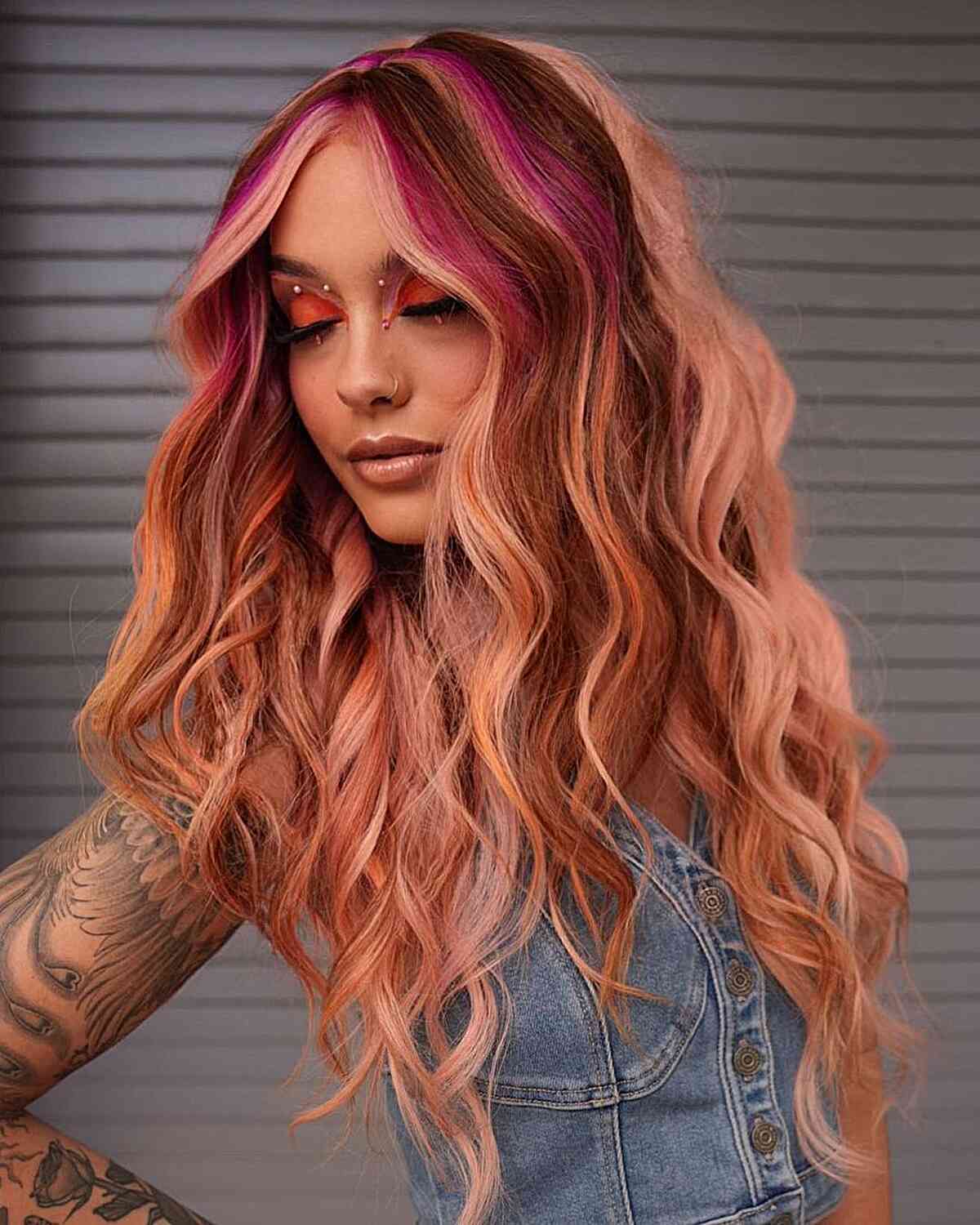 Y2K-Inspired Chunky Colors on Long Hair