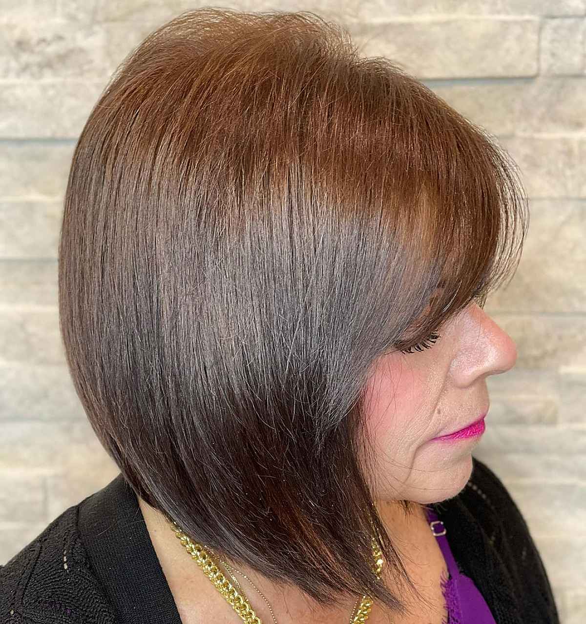 Younger-Looking Angled Bob for women past sixty