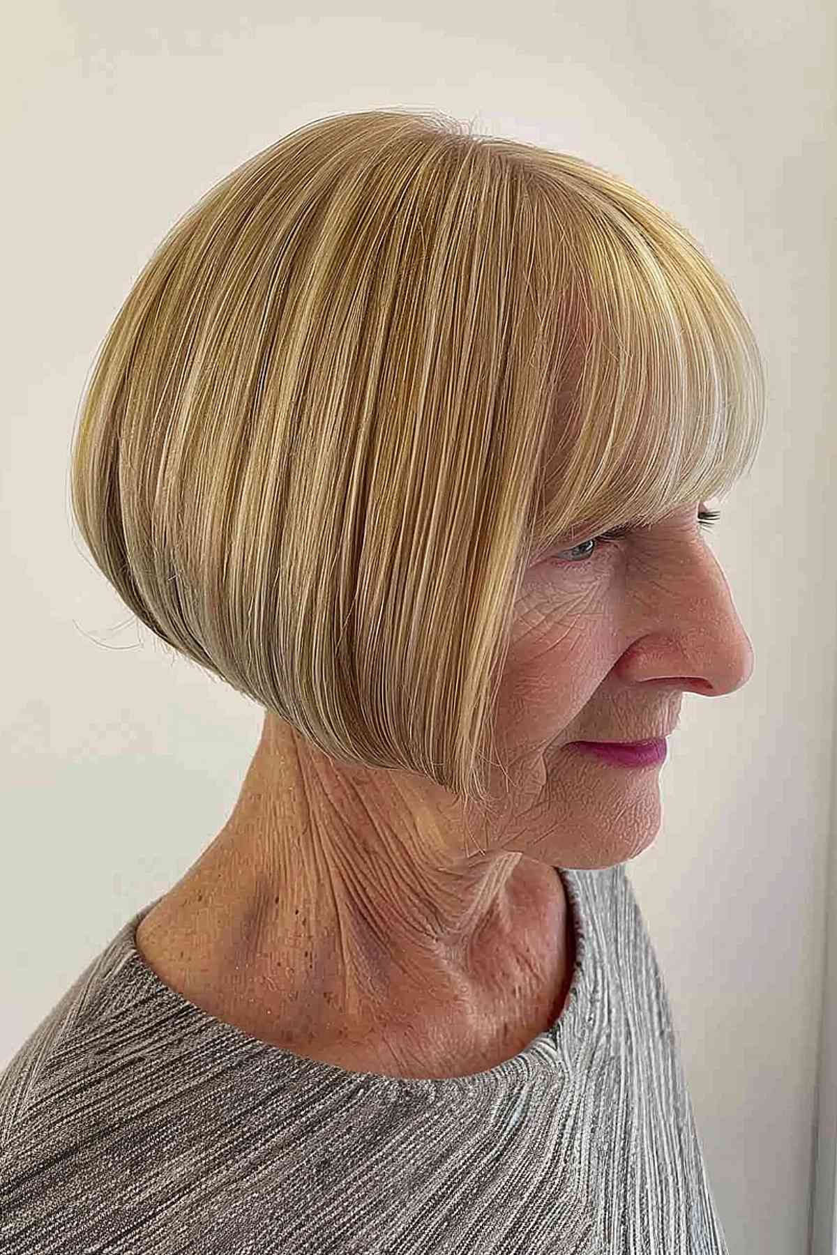 Youthful Blunt Bob for a woman over 70