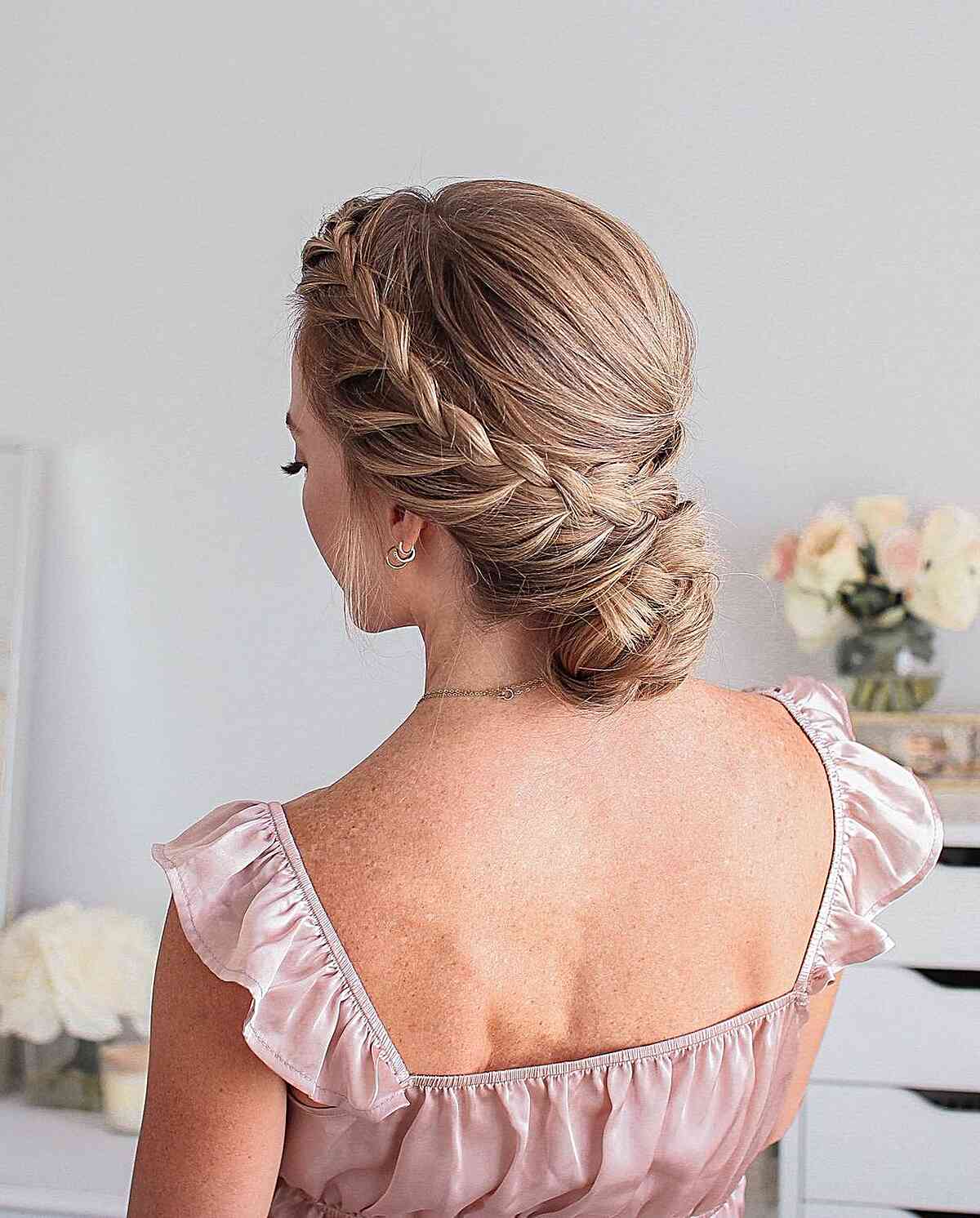 Youthful Braided Formal Updo for Medium Hair